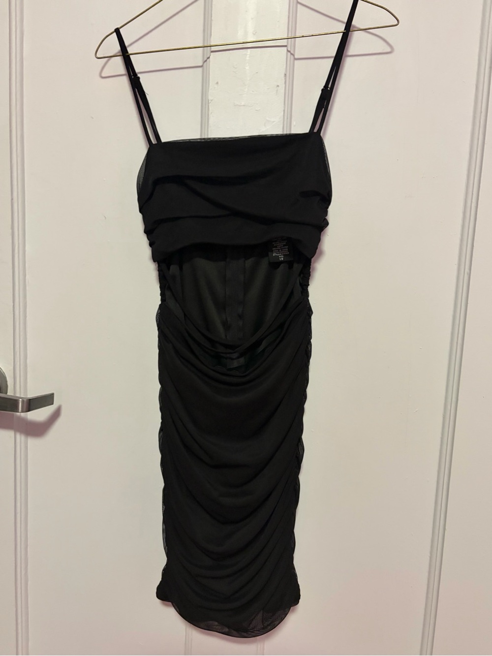 B Darlin Black Ruched Spaghetti-Strap Mini Dress